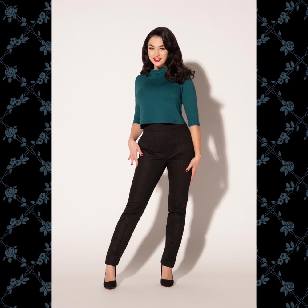 Laura Byrnes Black Twill Long Trousers